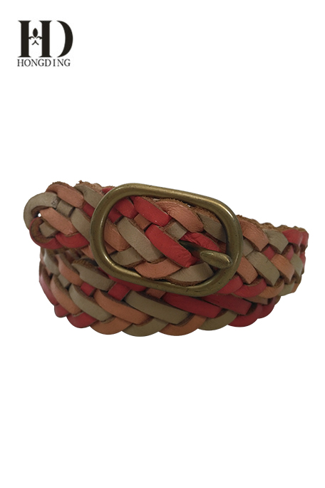 Women's Braided Leather Belt With Anti Brass Buckle