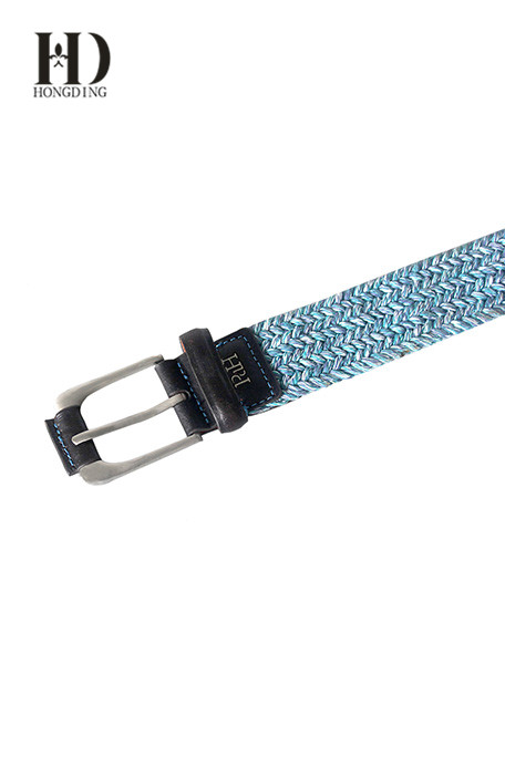 Mens Silver And Blue Fabric Belt