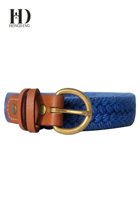 Men's Cotton Web Belt With Leather Tabs