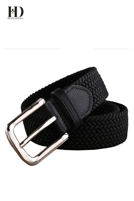 HongDing Black Comfortable and Breathable Braided Jeans Belts with Pin Buckle for Men