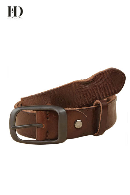 HongDing Coffee Retro Genuine Cowhide Leather Jeans Belts with Retro Alloy Buckle for Women