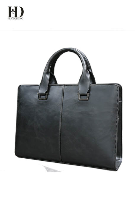 HongDing Black High Quality Crazy Horse Leather PU Handbags for Men