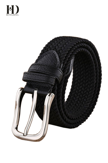 HongDing Black Comfortable and Breathable Braided Jeans Belts with Pin Buckle for Men