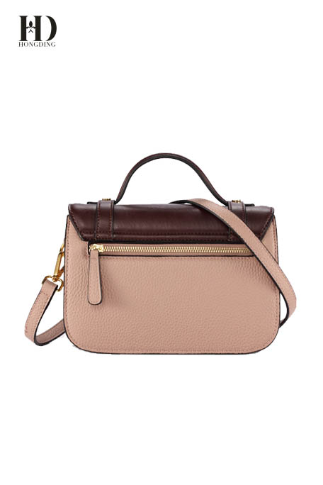 HongDing Retro Contrast Color Cowhide Leather Handbags with Shoulder Strap for Women