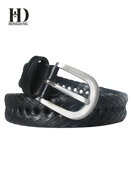Black Braided belts for Men with gold buckle