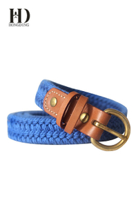 Men's Cotton Web Belt With Leather Tabs