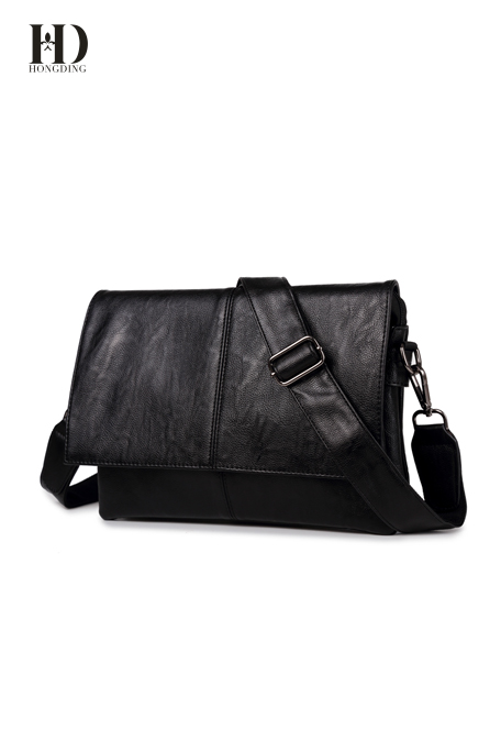 HongDing Black Fashion Soft PU Leather Handbags Shoulder Bags for Men