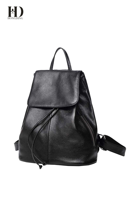 HongDing Black Leisure Genuine Cowhide Leather Women’s Backpacks