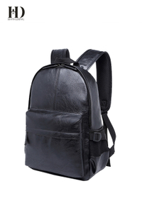 HongDing Black High-Quality PU Leather Backpack and Computer Bag for Men